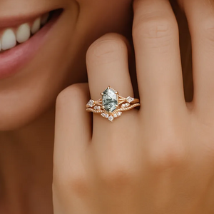 Forest Hexagon – Moss Agate Classic Bridal Set 2pcs.