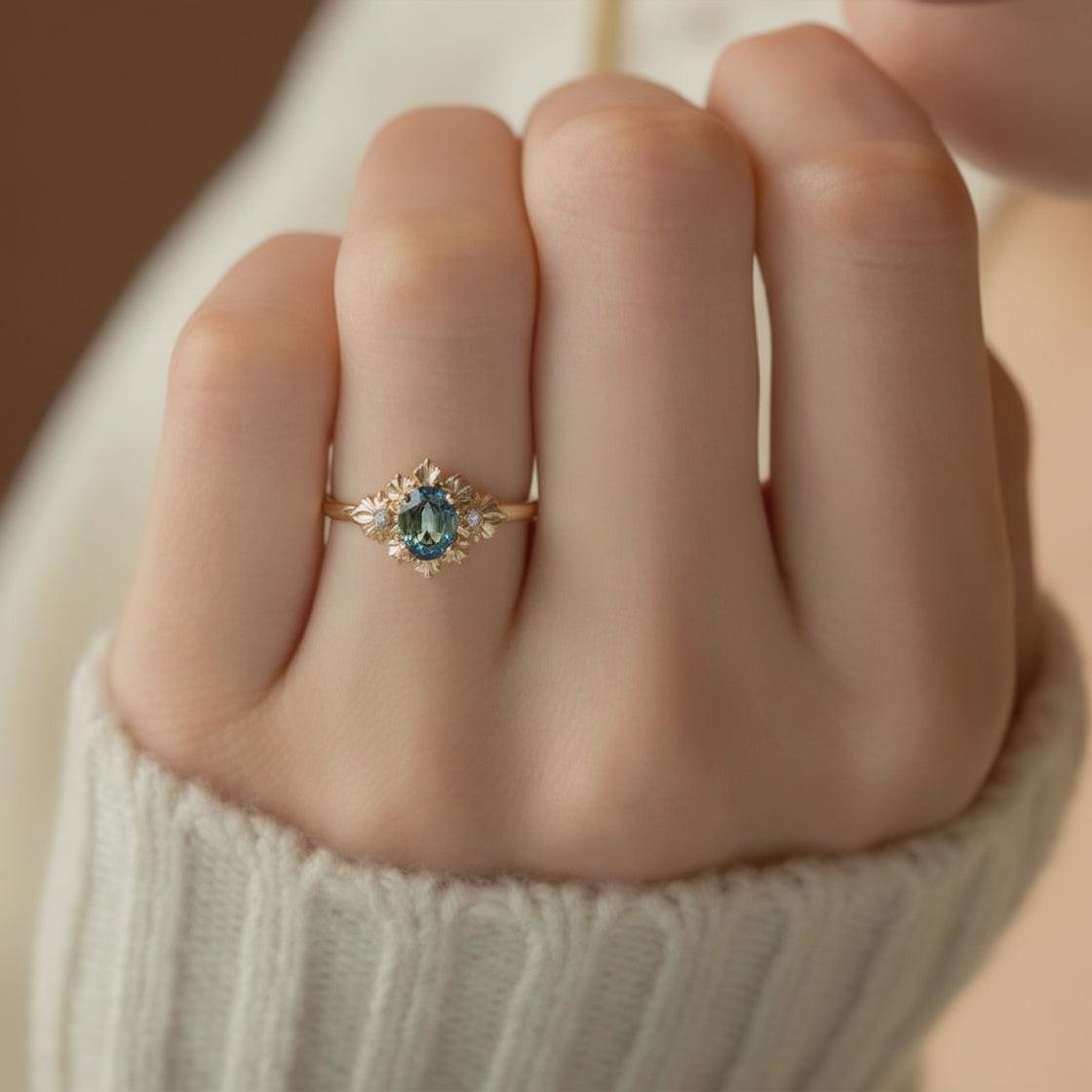 Titania’s Teal | Rare Sapphire Engagement Ring.