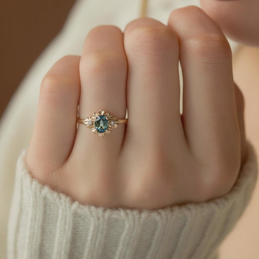 Titania’s Teal | Rare Sapphire Engagement Ring.