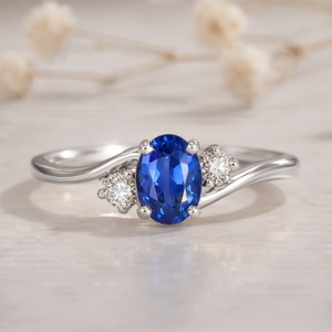 Luna's Curve | Blue Sapphire Vintage Engagement Ring.