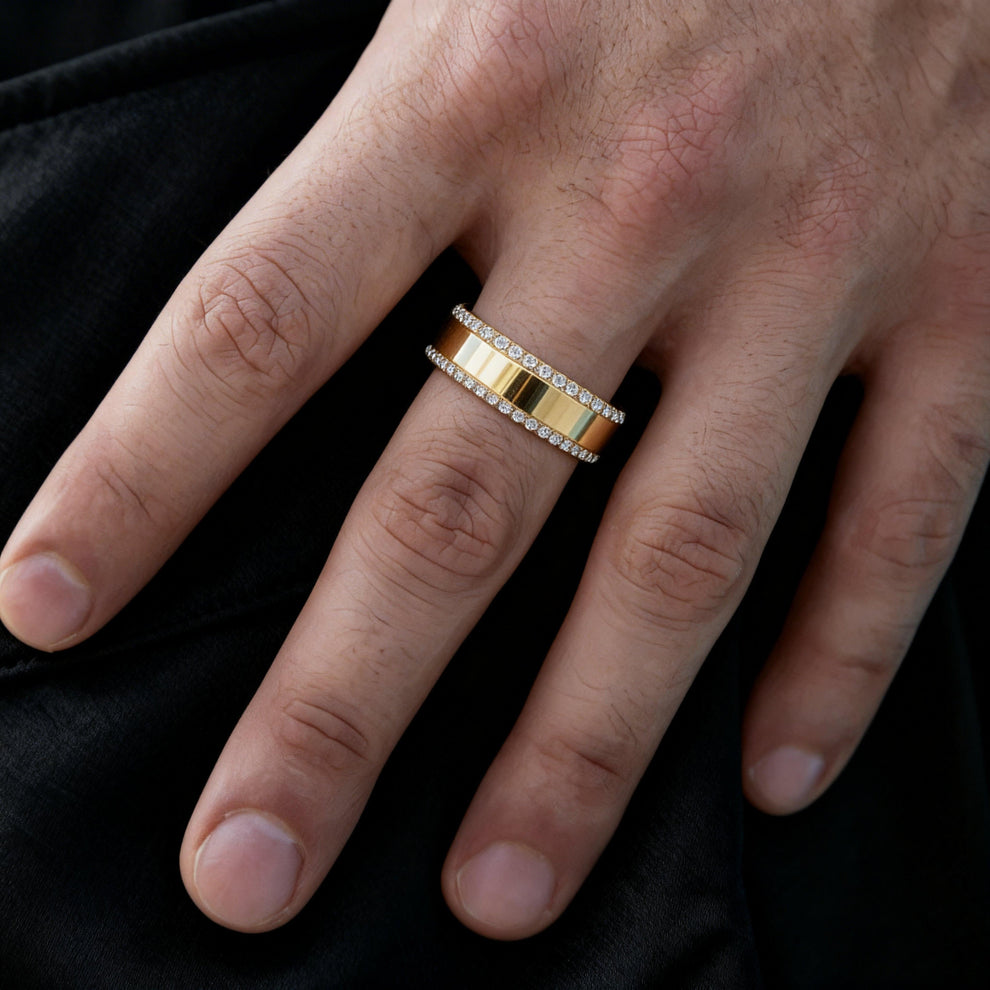 Twin Edge | Double Diamond Band in Polished Finish.
