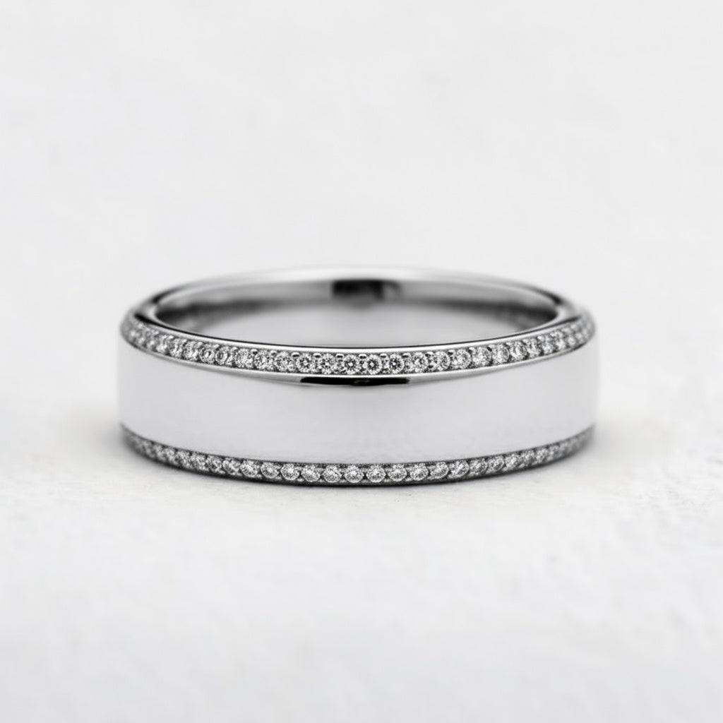 Twin Edge | Double Diamond Band in Polished Finish.