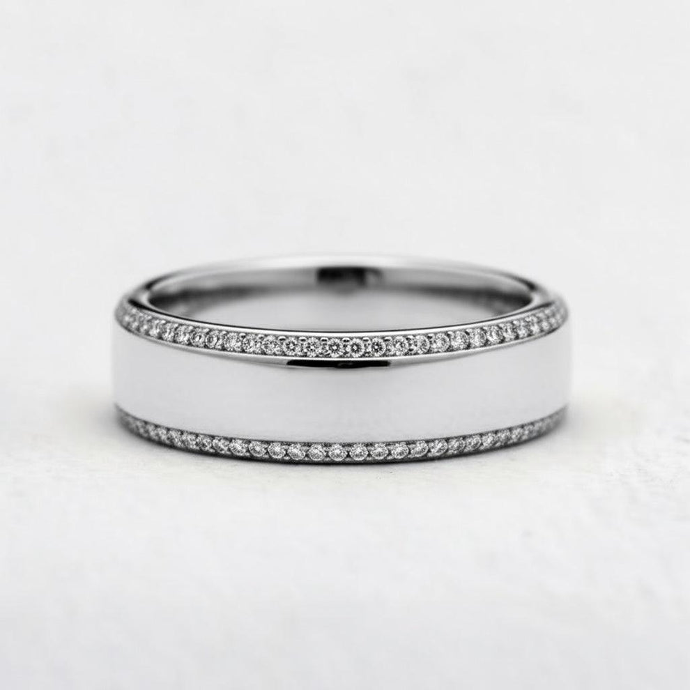 Twin Edge | Double Diamond Band in Polished Finish.
