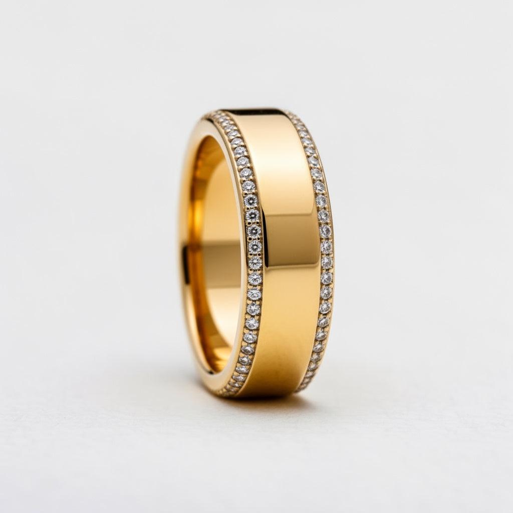 Twin Edge | Double Diamond Band in Polished Finish.