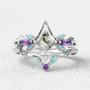 Bella's Garden | Moss Agate with Opal & Amethyst Bridal Set 2pcs.