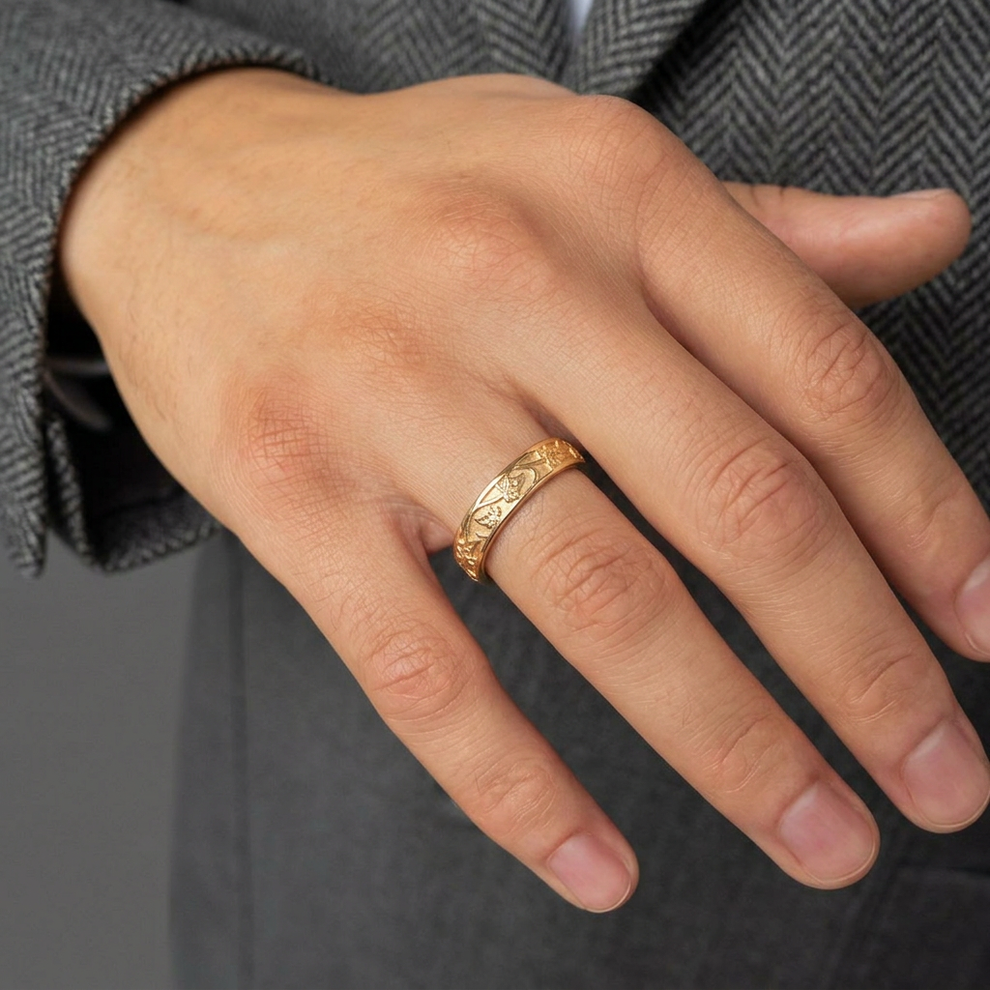The Loyal Ivy | Hand-Carved Wedding Band.