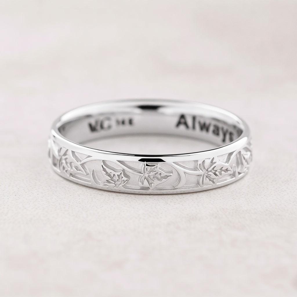 The Loyal Ivy | Hand-Carved Wedding Band.