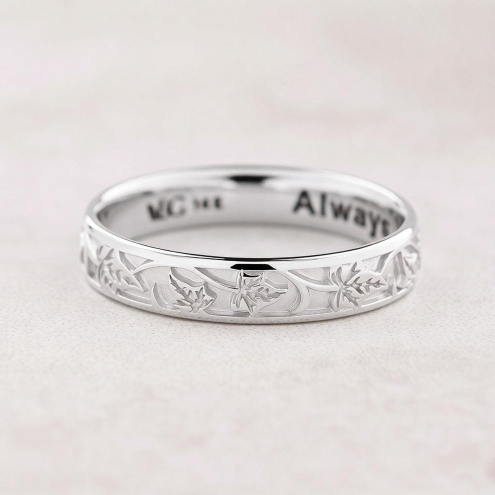 The Loyal Ivy | Hand-Carved Wedding Band.
