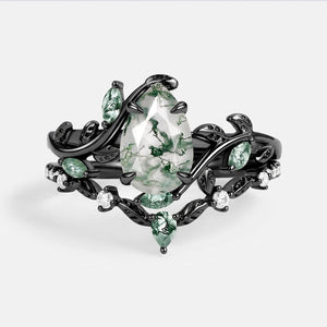 Daphne’s Vine | Pear Cut Moss Agate Bridal Set 2pcs.