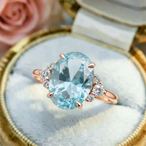 Luna‘s Deep | 2CT Oval Blue Solitaire Ring.