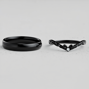 Harmony Duet | Curved Diamond & Classic Band Couple Wedding Set.