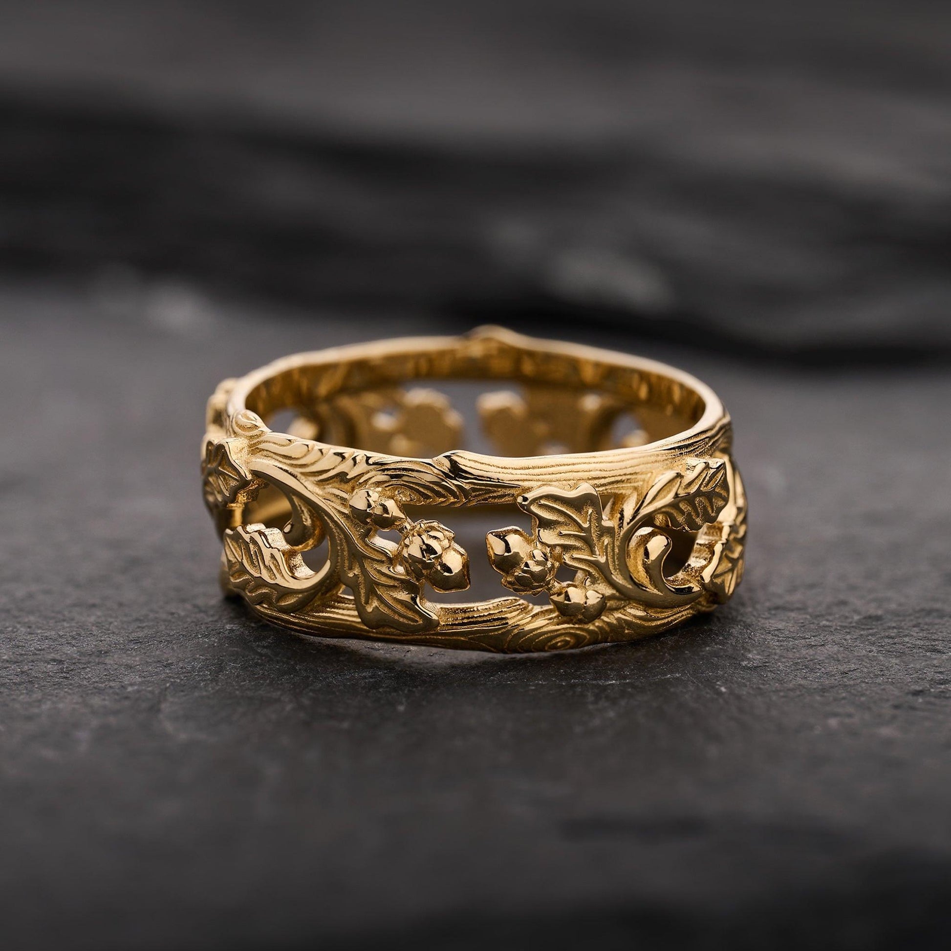 The Airy Grove | An Openwork Wide Band of Oak & Acorn.