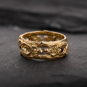 The Airy Grove | An Openwork Wide Band of Oak & Acorn.