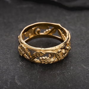 The Airy Grove | An Openwork Wide Band of Oak & Acorn.