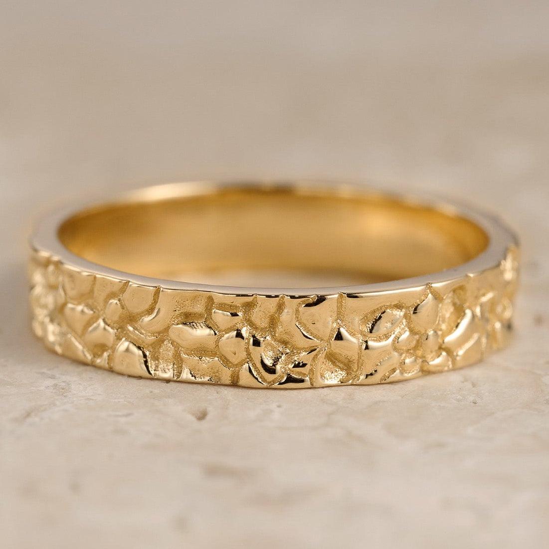 The Bedrock Set | His & Hers Rock Textured Wedding Band.