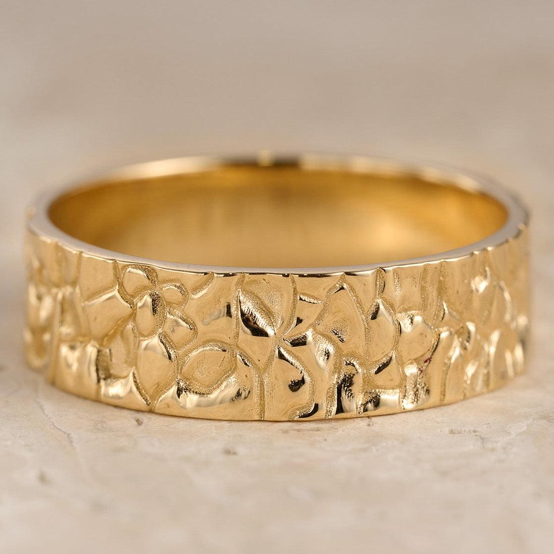 The Bedrock Set | His & Hers Rock Textured Wedding Band.