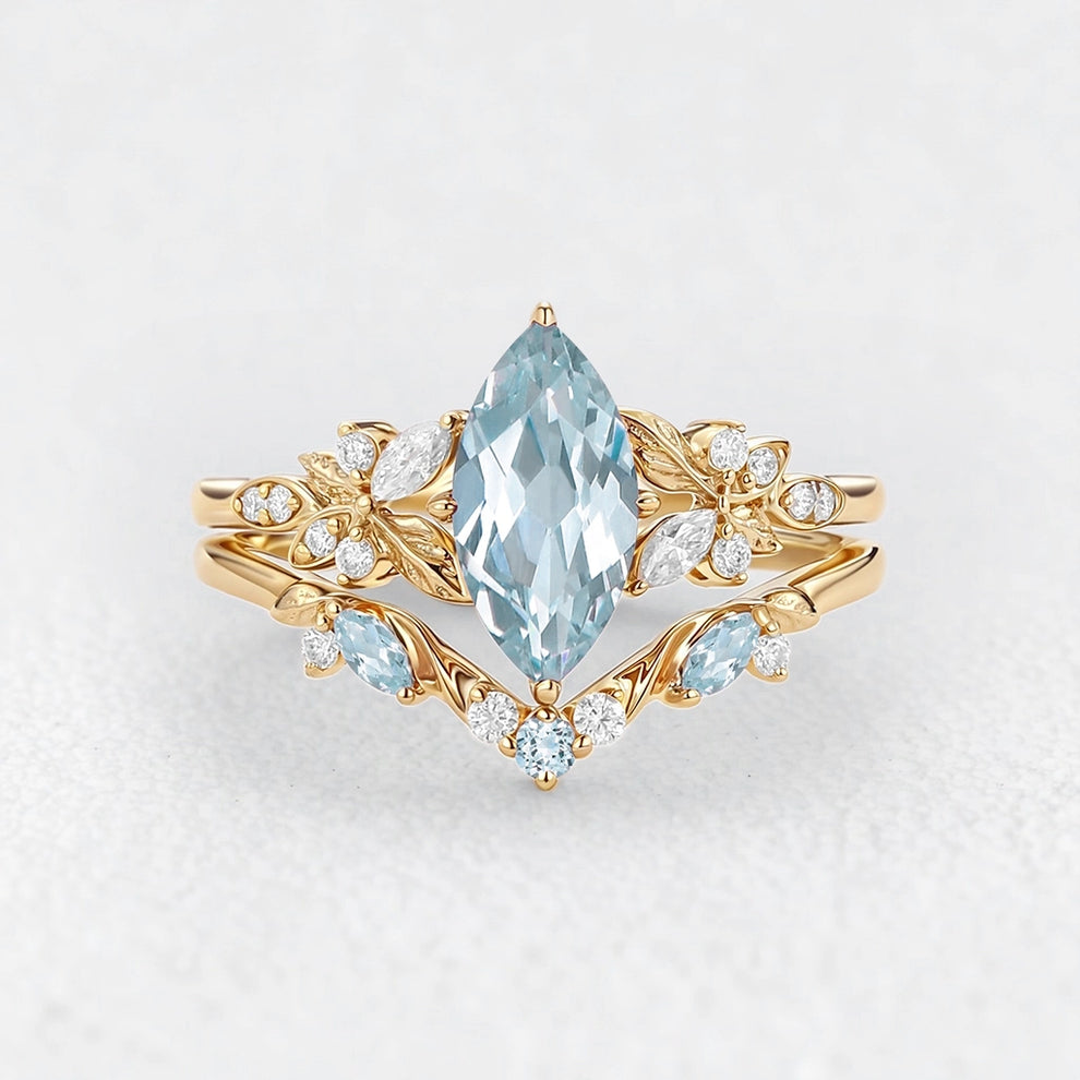 Marina’s Tide | Marquise Aquamarine Bridal Set 2pcs.