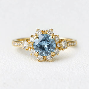 Marina’s Tide | 2CT Round Aquamarine Engagement Ring