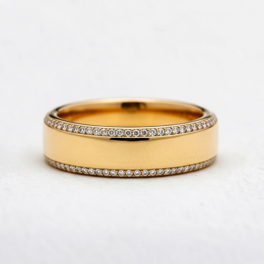 Twin Edge | Double Diamond Band in Polished Finish.