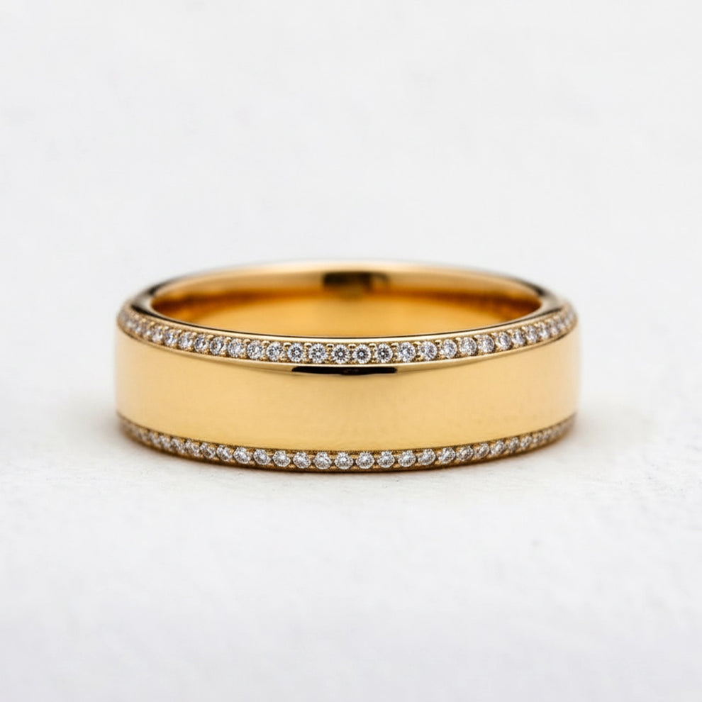 Twin Edge | Double Diamond Band in Polished Finish.
