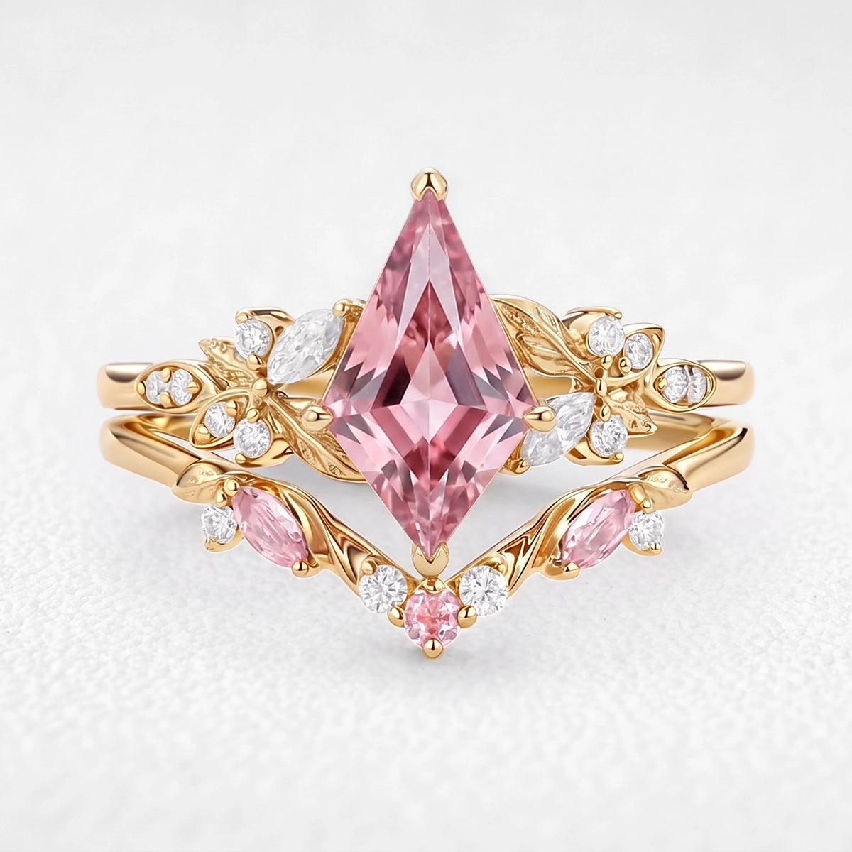 Peony’s Bloom | Kite Pink Sapphire Bridal Set 2pcs