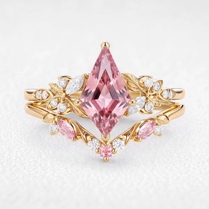Peony’s Bloom | Kite Pink Sapphire Bridal Set 2pcs