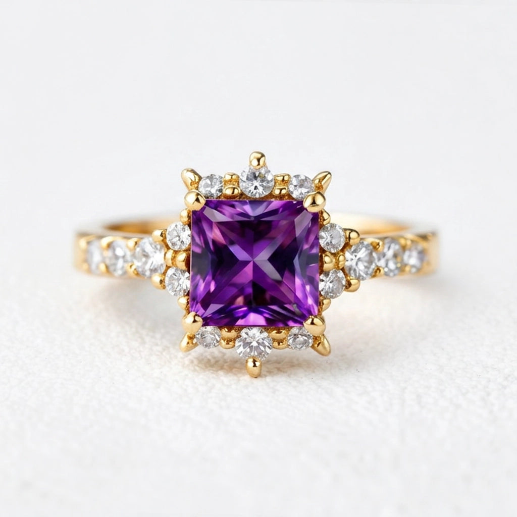 Aurora’s Promise | Princess Cut Purple Sapphire Solitaire Engagement Ring