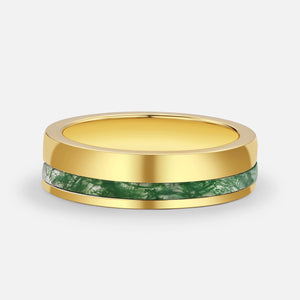 Sylvie’s Bower | Kite Cut Moss Agate Cage Leafy Couple Ring Set 3pcs.