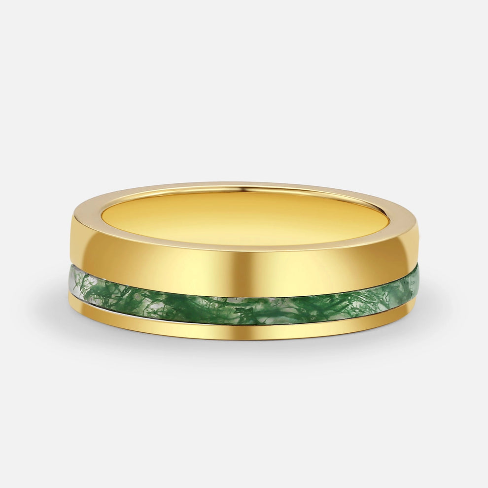 Sylvie’s Bower | Kite Cut Moss Agate Cage Leafy Couple Ring Set 3pcs.