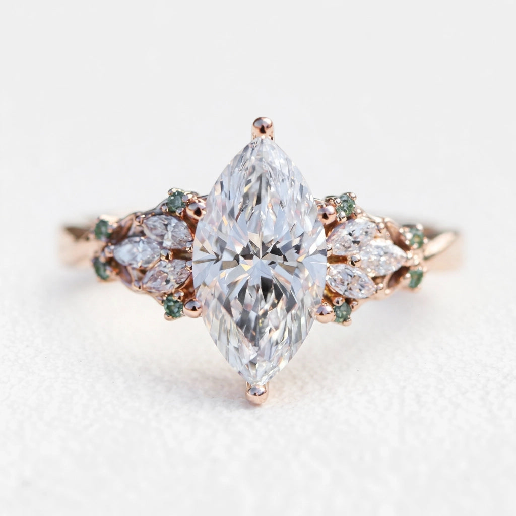 Aurora Twine | Marquise Diamond Ring with Vine Setting.