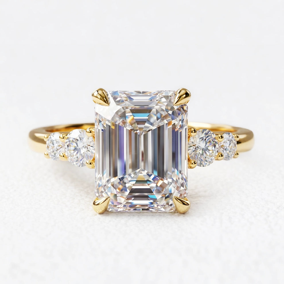 Aurora‘s Prism | 3CT Emerald Cut Diamond Solitaire Engagement Ring