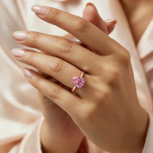 Celina 3CT Pear Cut Pink Solitaire Gemstone Ring.
