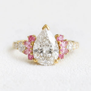 Vivienne’s Soar | 3CT Pear Diamond Engagement Ring with Marquise Accents.