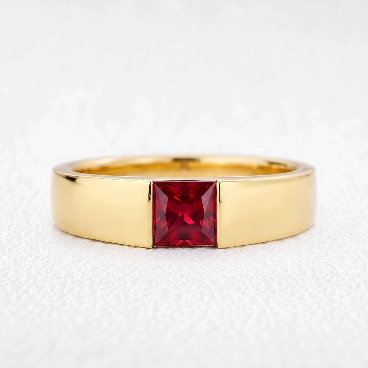 Orion’s Betelgeuse | Princess-Cut Ruby Men’s Band