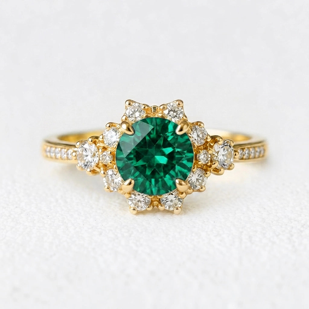 Aria’s Breeze | Round Green Sapphire Engagement Ring