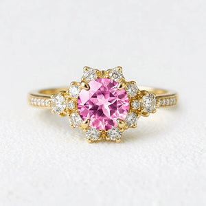 Marina’s Embrace | Round Pink Sapphire Engagement Ring