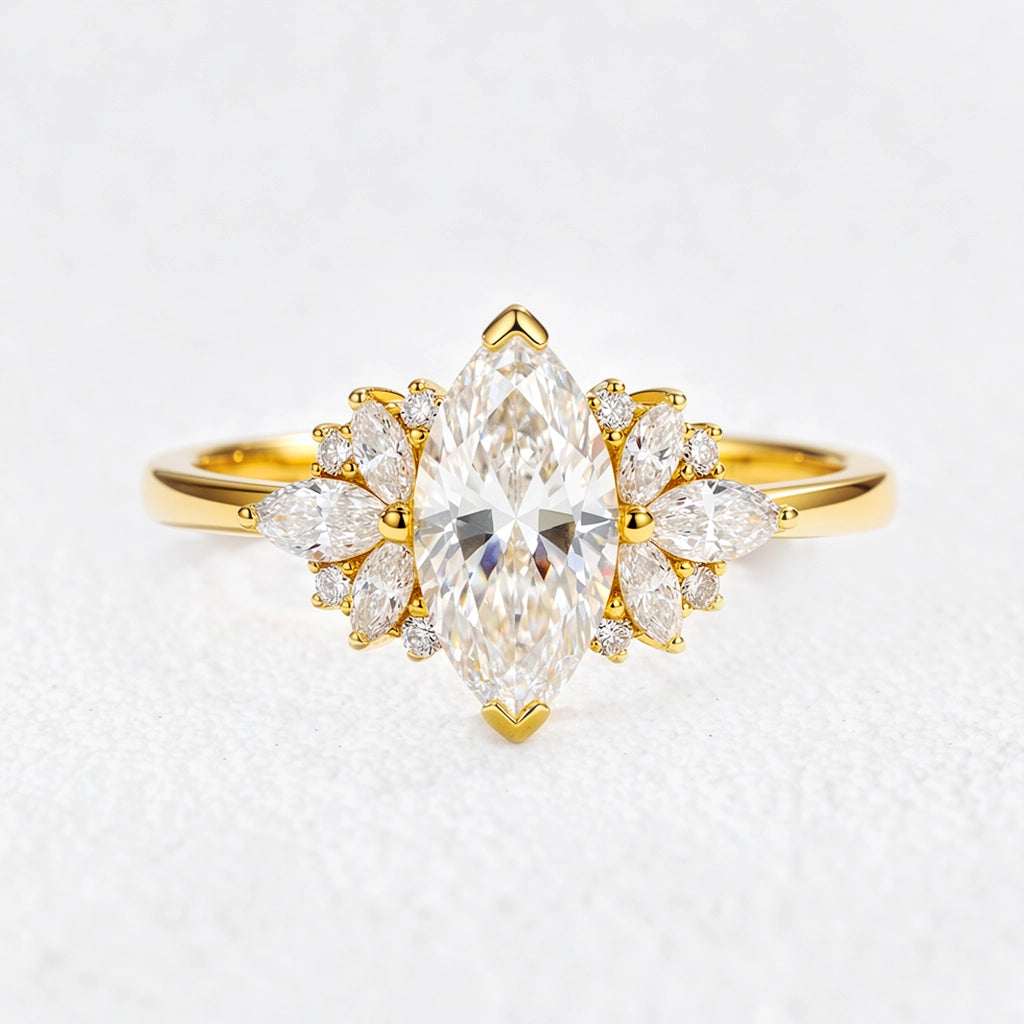 Aurora’s Wings | Marquise Diamond Cluster Engagement Ring