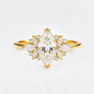 Aurora’s Wings | Marquise Diamond Cluster Engagement Ring