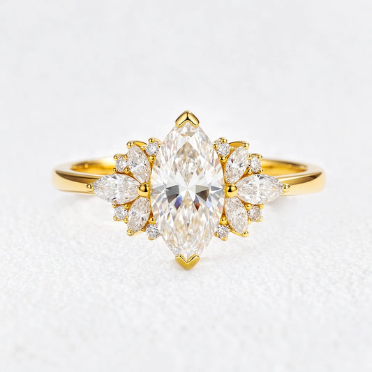 Aurora’s Wings | Marquise Diamond Cluster Engagement Ring