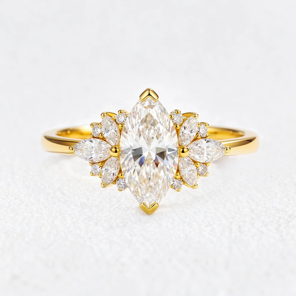 Aurora’s Wings | Marquise Diamond Cluster Engagement Ring