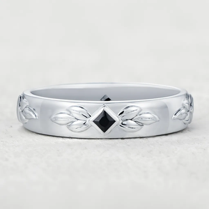 Leaf Shadow | Square Black Sapphire Men's Band.