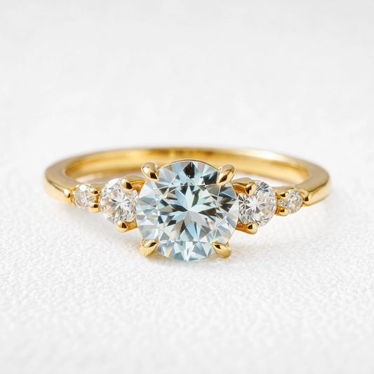 Eveline’s Celeste | 1CT Round Blue Sapphire Engagement Ring