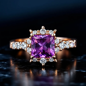 Aurora‘s Vesper | Princess Cut Purple Sapphire Solitaire Ring