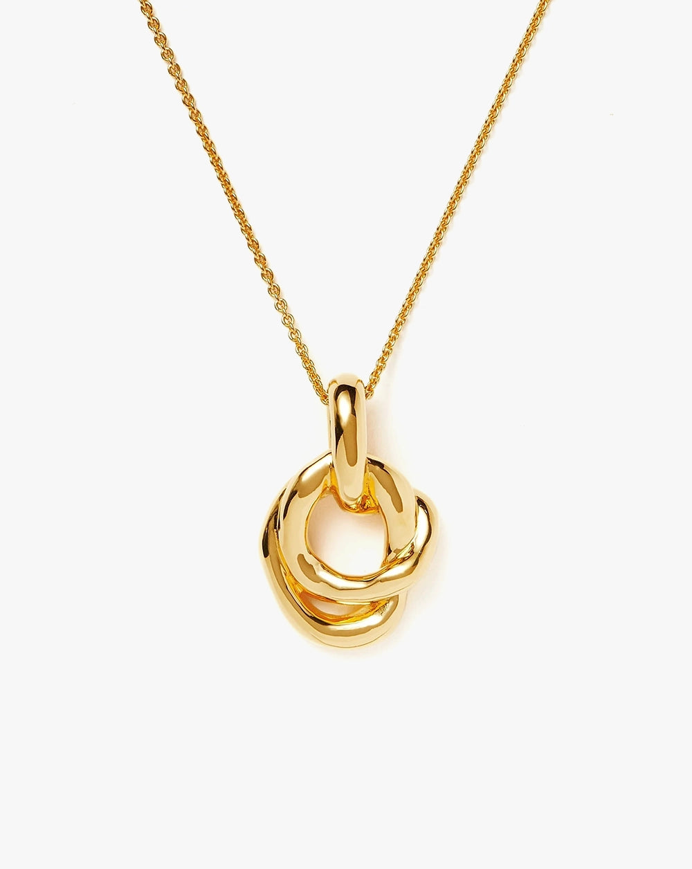 18K Gold Vermeil Molten Twisted Double Pendant Necklace.