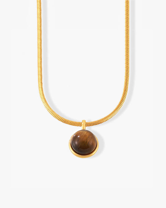Handmade Gold Tiger Eye Pendant Necklace– Natural Stone Protection Pendant