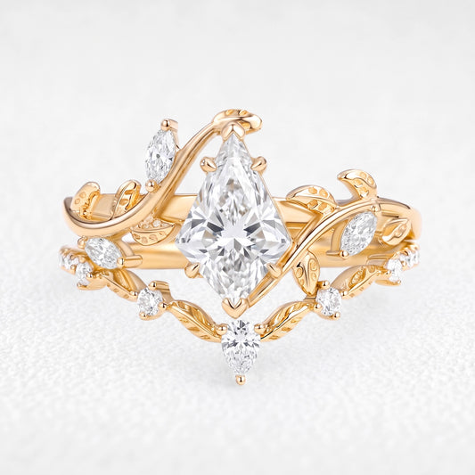Isolde’s Light | 1CT Kite  Diamond Foliage Bridal Duo