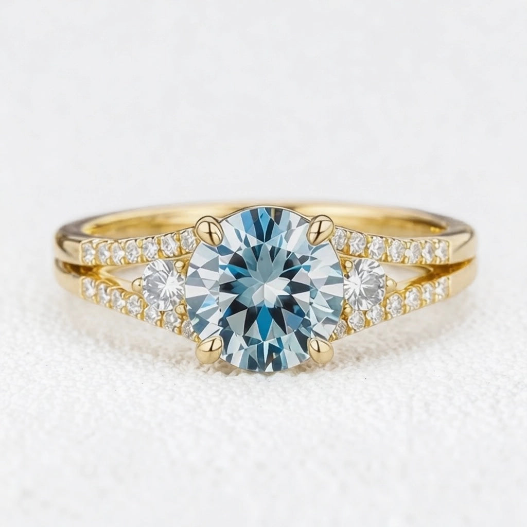 Celia‘s Zephyr | 2CT Sky Blue Sapphire Engagement Ring.