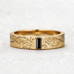 Thorn & Rose | Rectangular Black Diamond Men's Band.