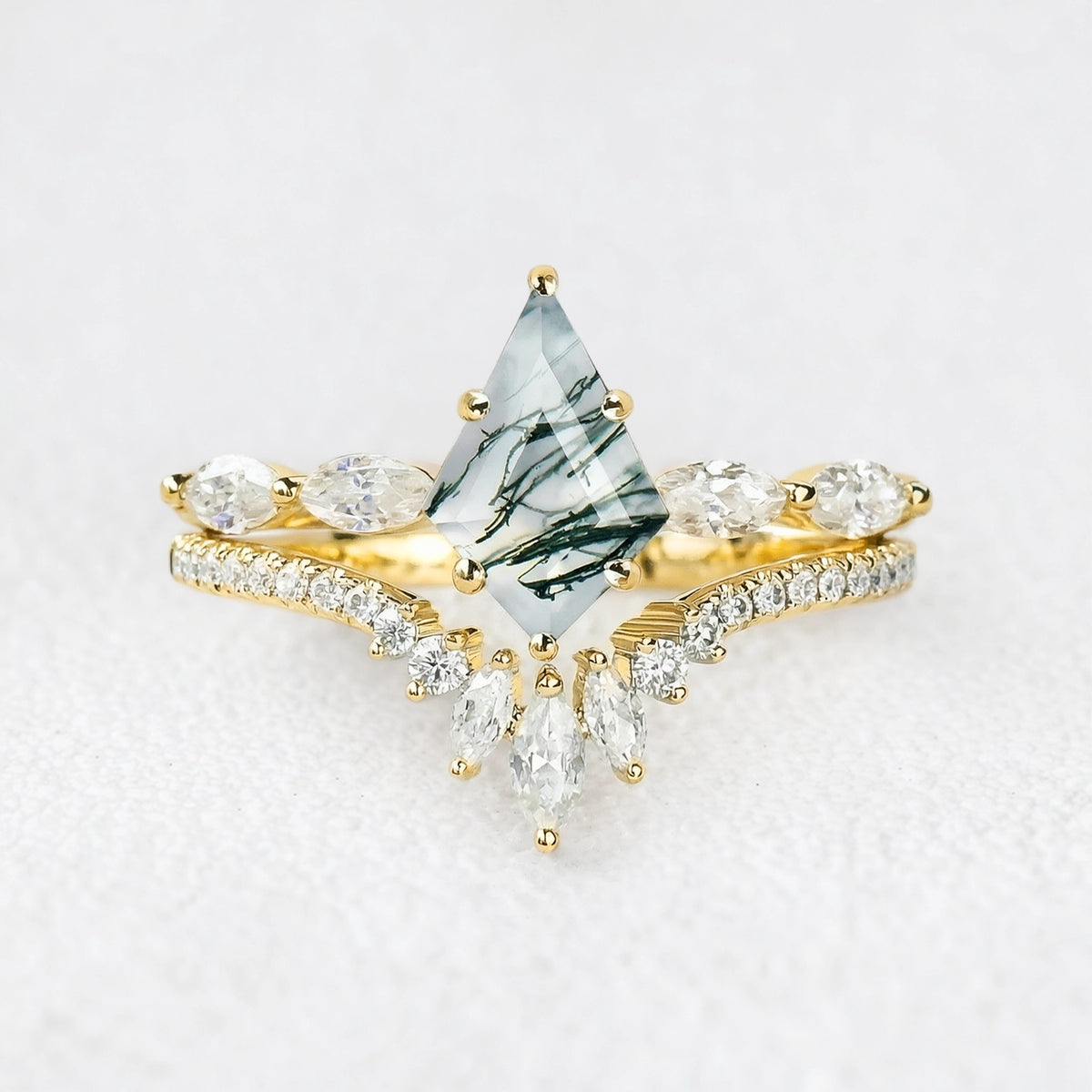 Marguerite’s Grace | Kite Moss Agate Chevron Bridal Duo