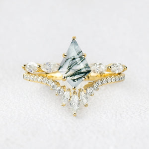 Marguerite’s Grace | Kite Moss Agate Chevron Bridal Duo